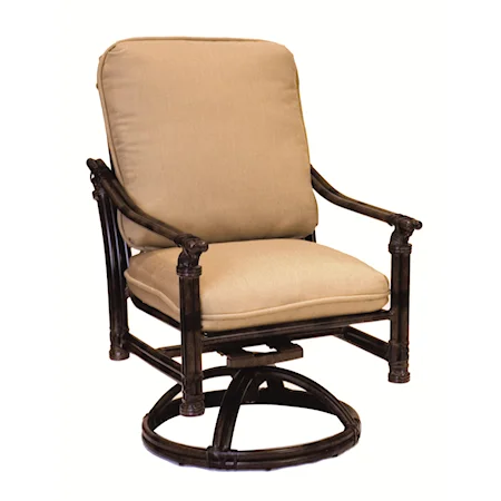 Tropical Cushioned Swivel Rocker with Grooved Arms